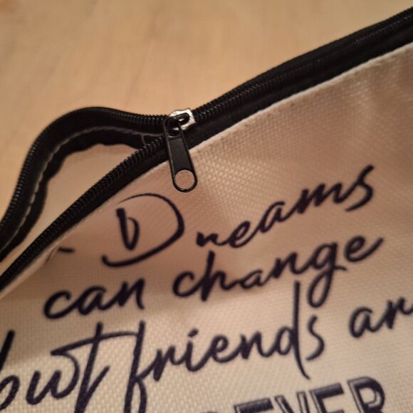 Friends Forever Canvas Zipper Pouch Quote Inspirational Gift Besties 9.5x7 Inch - Picture 3 of 4